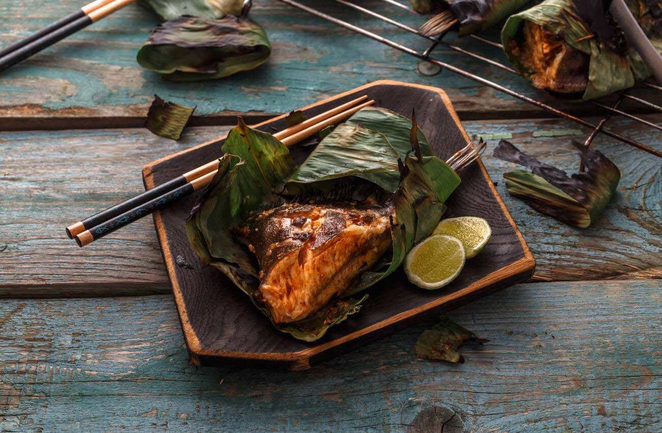 Achiote Grilled Fish in Banana Leaves